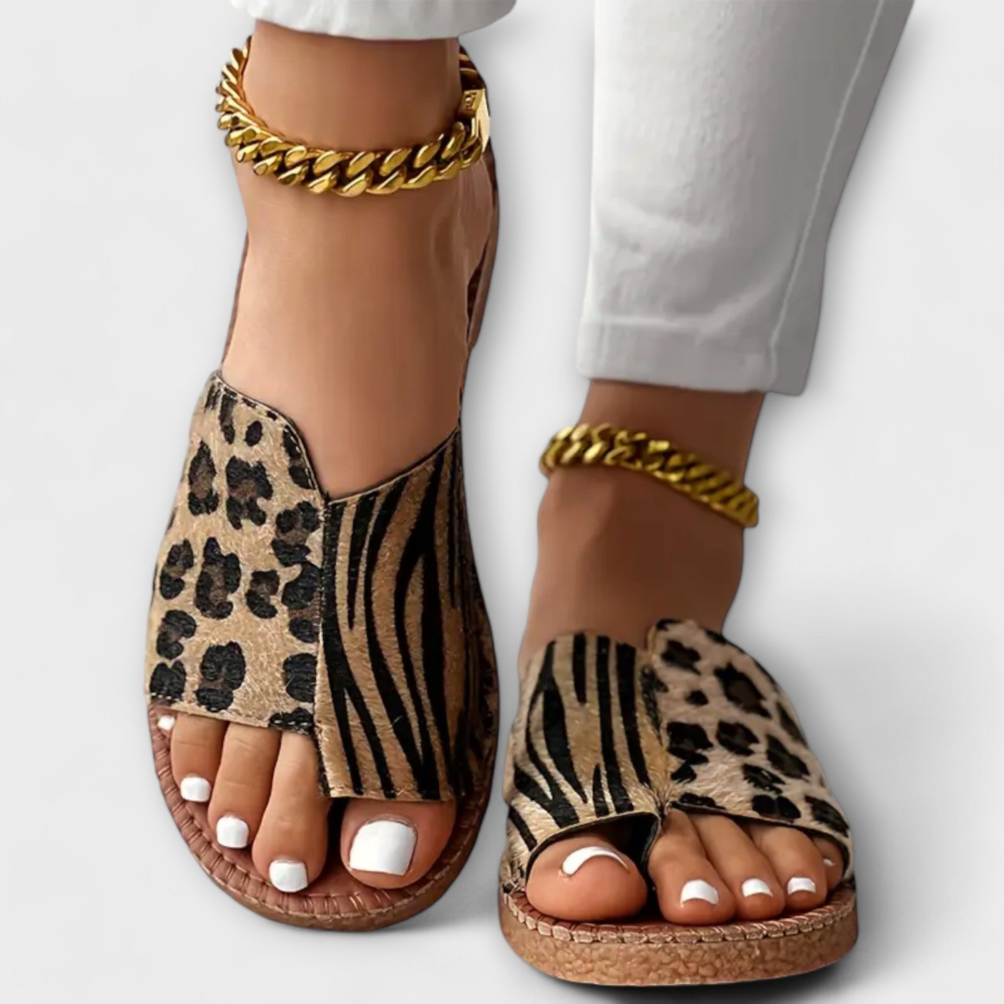 Sophia™ Pantoufles bicolores élégantes avec motif léopard
