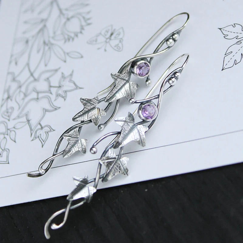 Boucles d'oreilles elfes avec cristal bleu
