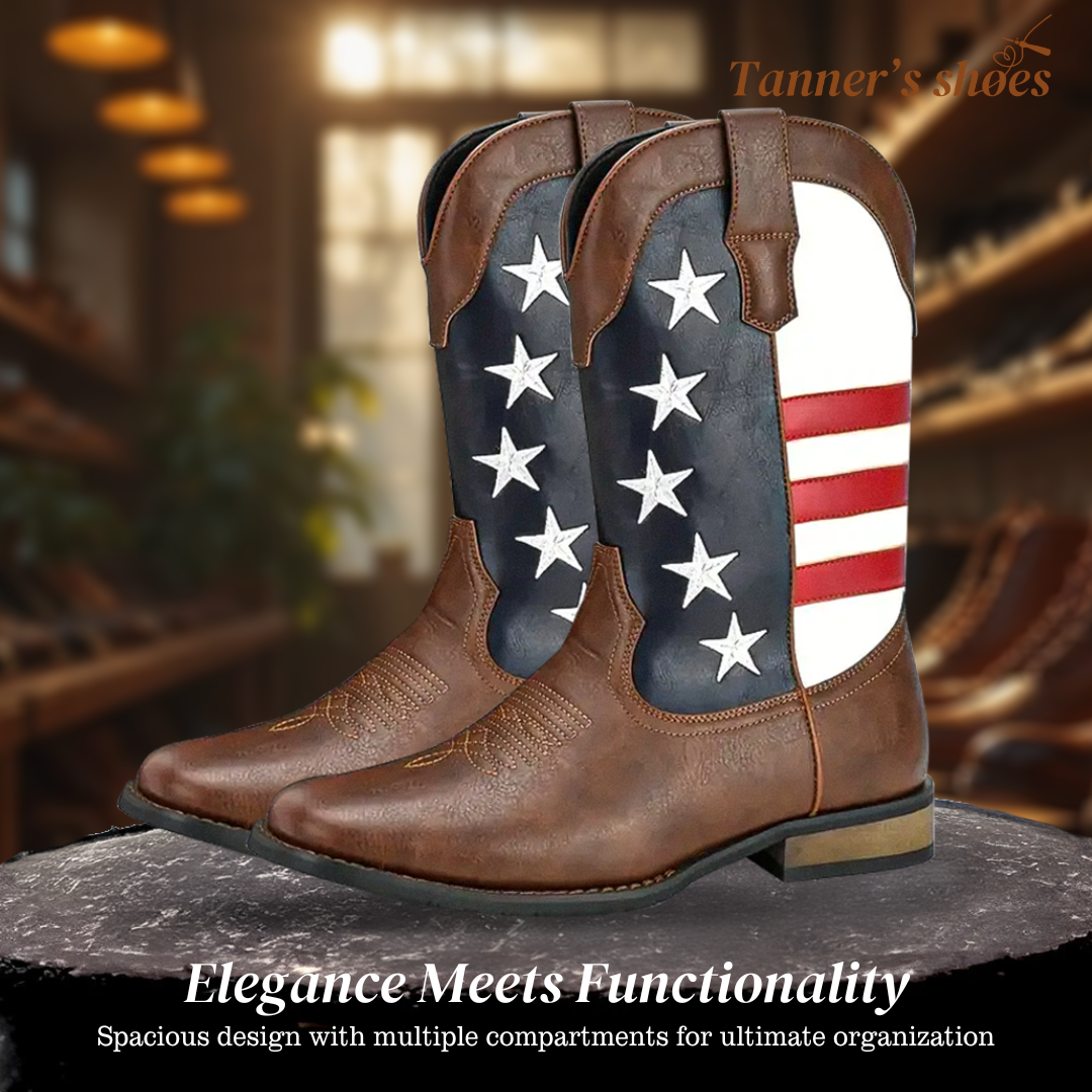 Andrew | Bottes de cowboy western personnalisées avec drapeau américain