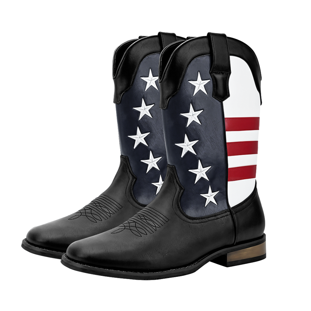 Andrew | Bottes de cowboy western personnalisées avec drapeau américain