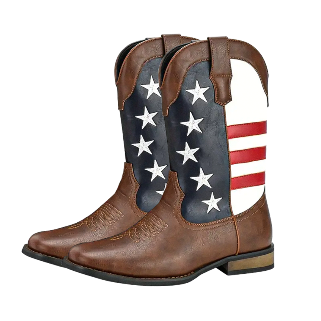 Andrew | Bottes de cowboy western personnalisées avec drapeau américain