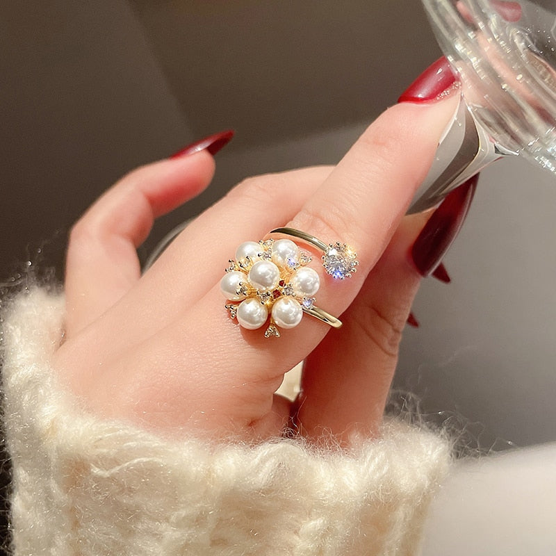 Bague ajustable avec de jolies perles