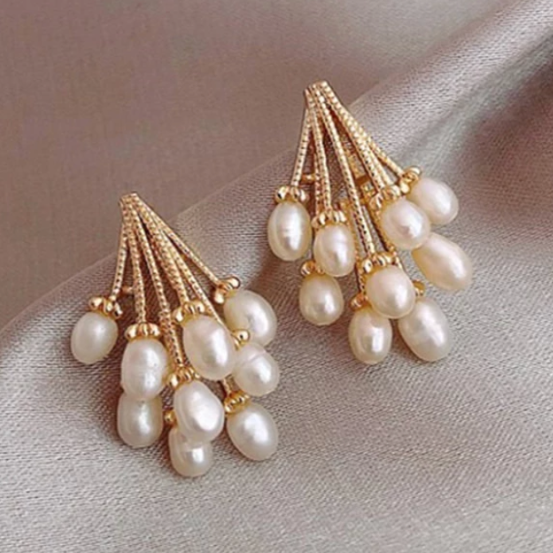 Boucles d'oreilles en perles naturelles faites main en forme de grappe