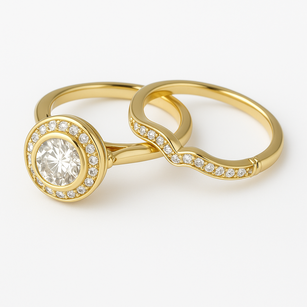 Paket mit Vintage-Ringen aus Gold und Zirkonium