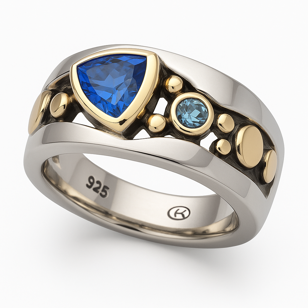Vintage-Ring aus blauem Kristall