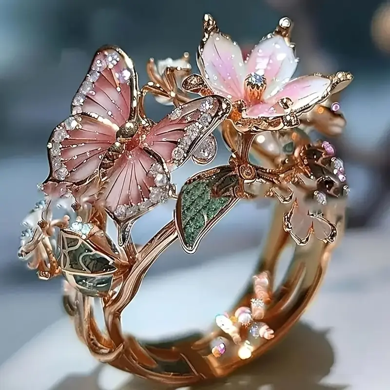 Bague papillon avec zirconia