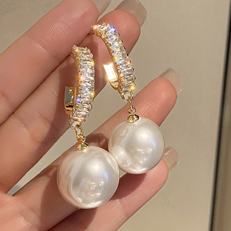 Boucles d'oreilles pendantes en perles naturelles plaquées or 18 Carats